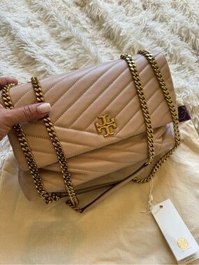 Tory Burch Blush Quilted Chevron Chain Shoulder Bag